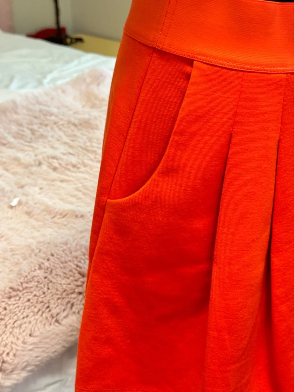 Gap Petite Bright Orange Skater Skirt Pockets Stretch Mini S - Picture 2 of 6
